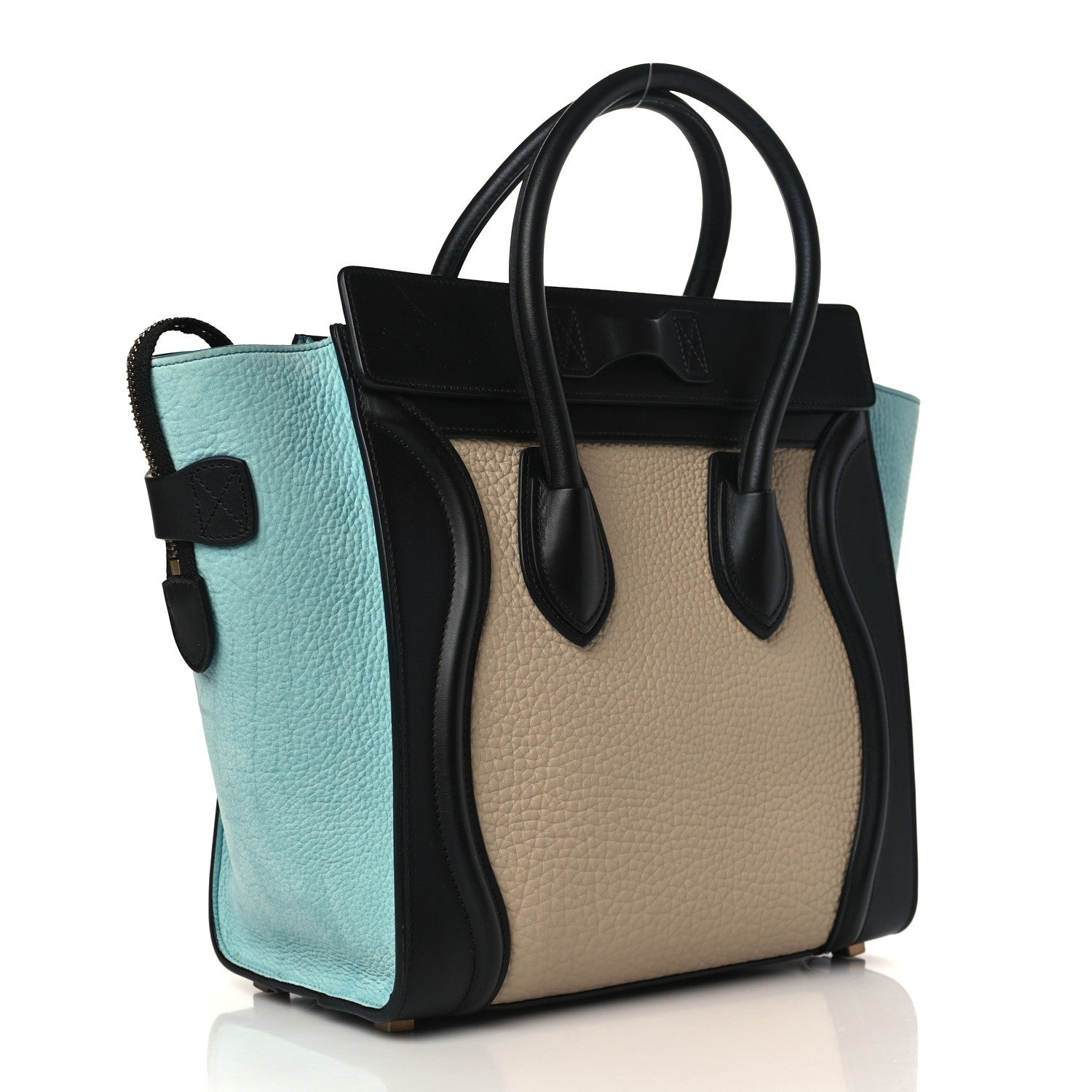 Celine Bullhide Drummed Calfskin Micro Tri-Color Luggage Antarctic 3 of 8