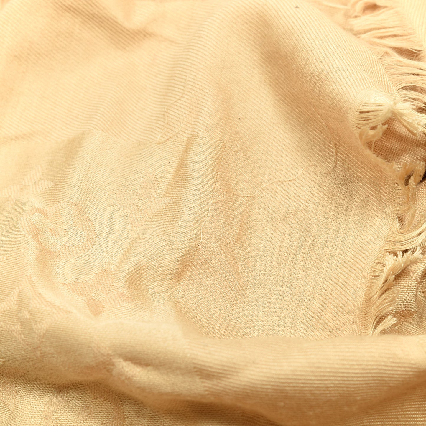 Silk Wool Monogram Shine Shawl Beige