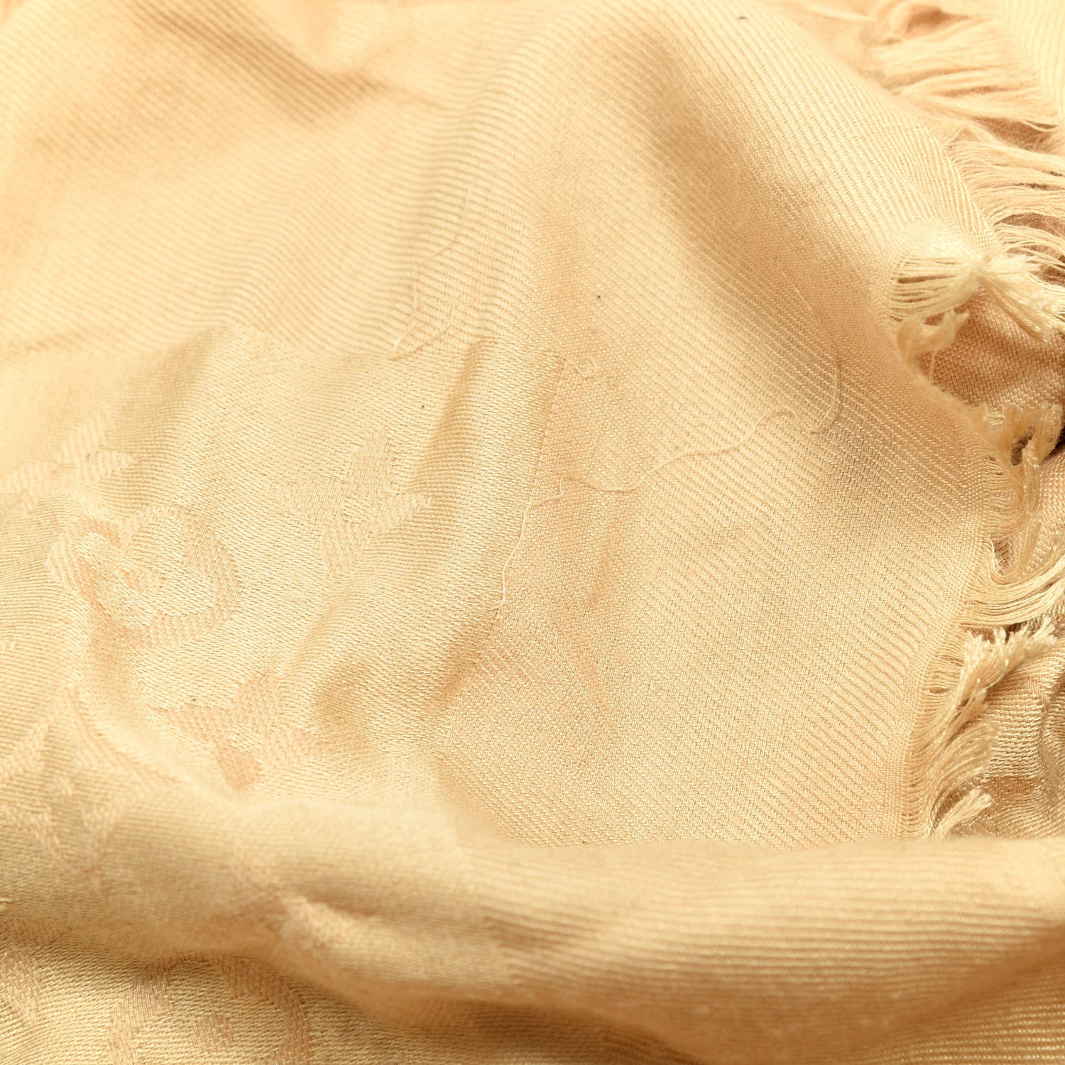 Louis Vuitton Silk Wool Monogram Shine Shawl Beige 4 of 4