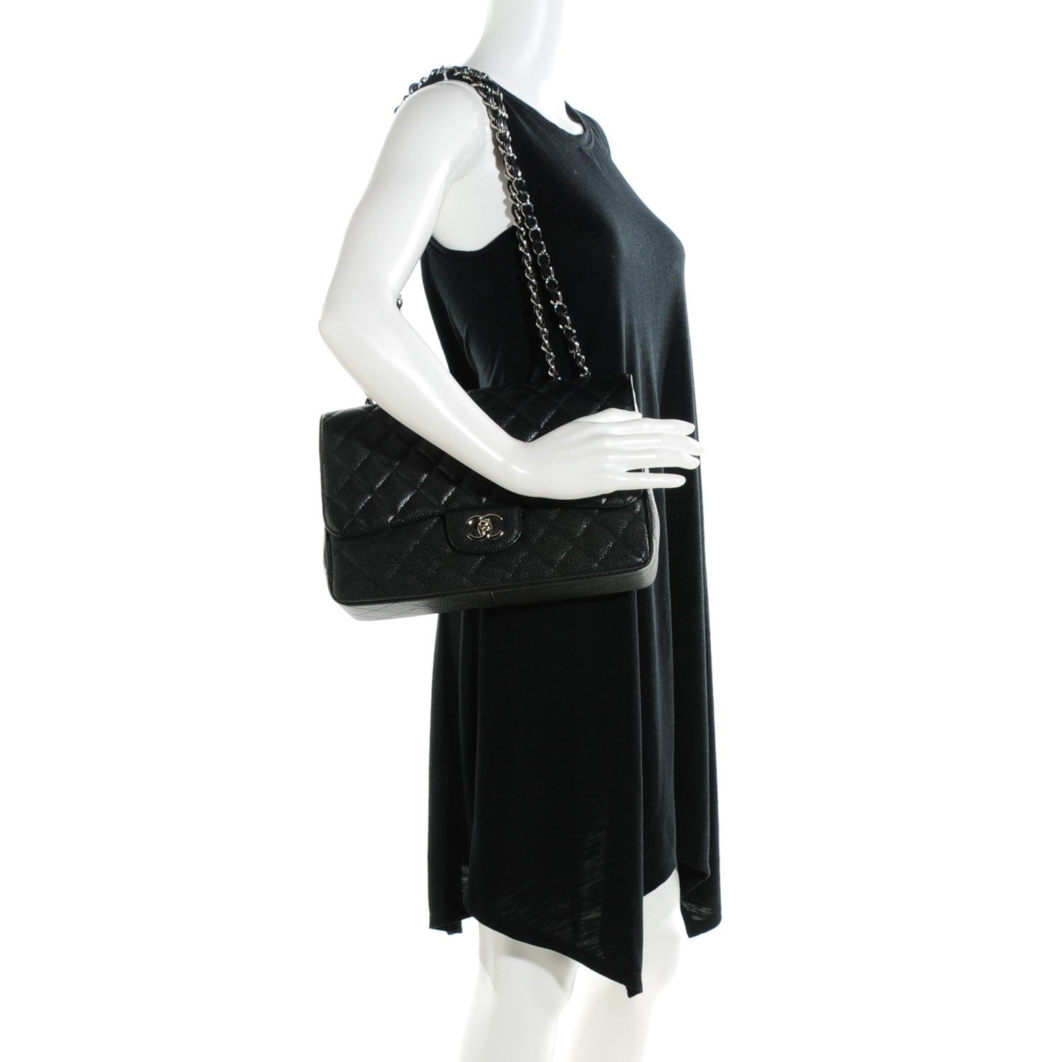 Chanel Caviar Quilted Jumbo Single Flap Black 2 of 8