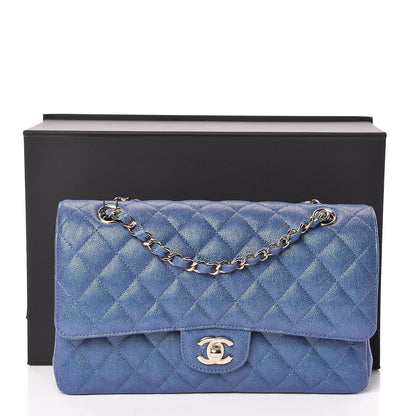 Chanel Iridescent Caviar Quilted Medium Double Flap Dark Blue 10 of 10