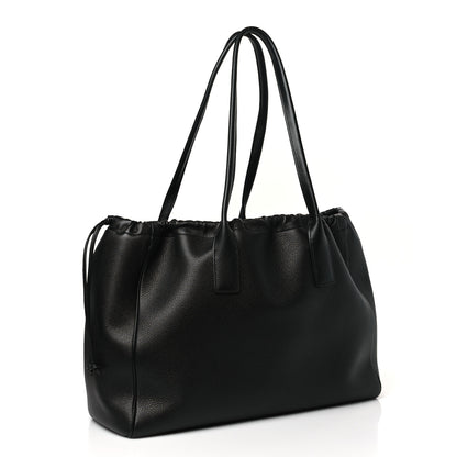 Celine Grained Calfskin Cuir Triomphe Cabas Drawstring Black 3 of 8