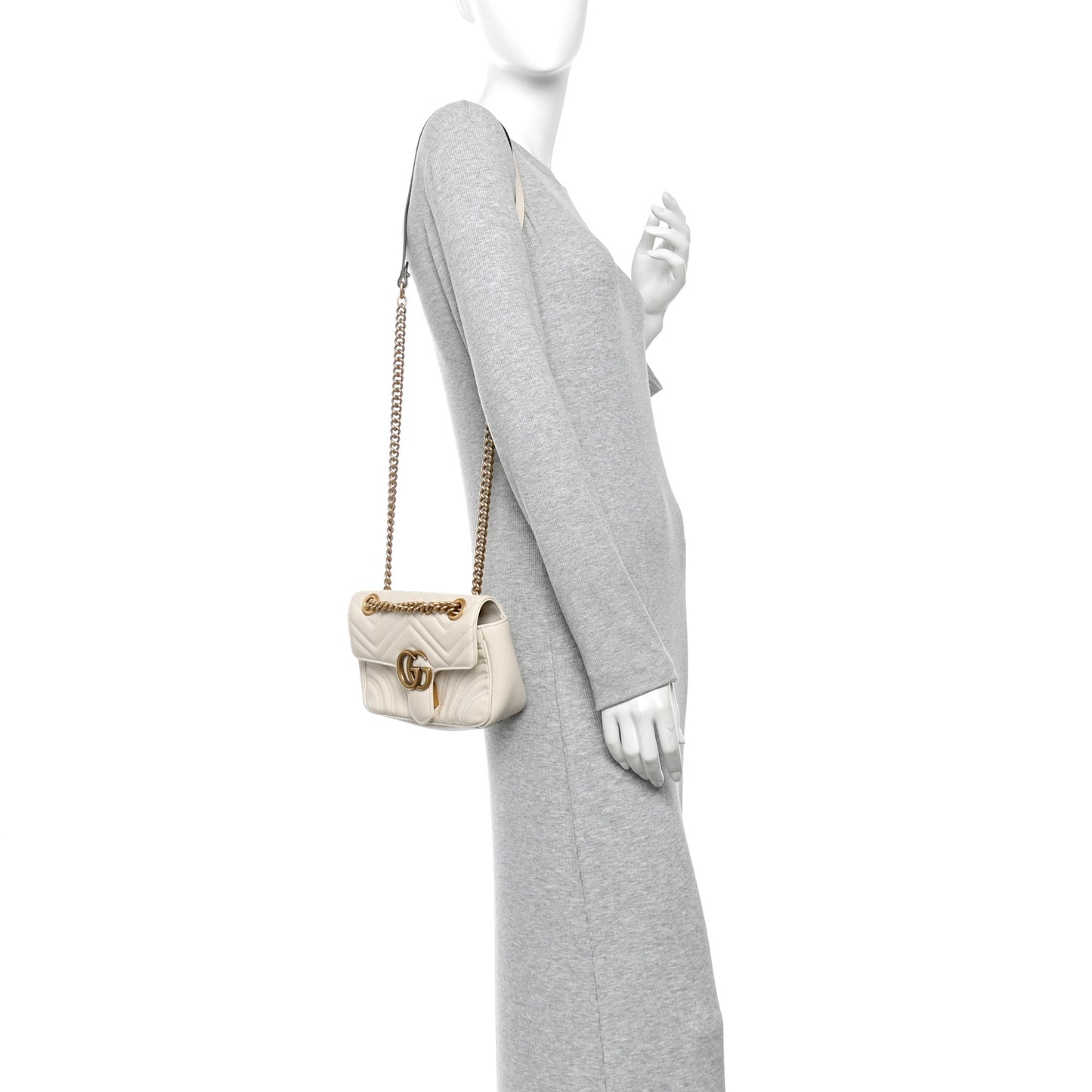 Calfskin Matelasse Mini GG Marmont Shoulder Bag White