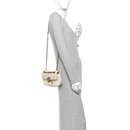Gucci Calfskin Matelasse Mini GG Marmont Shoulder Bag White 2 of 10