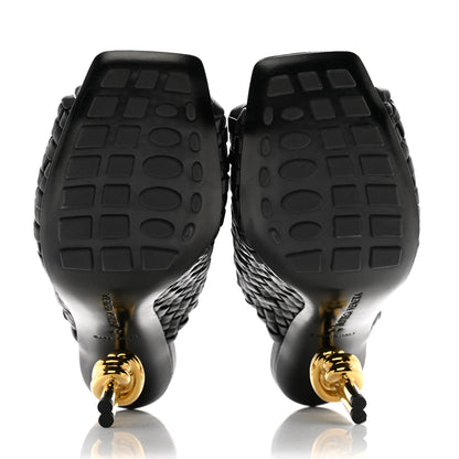 Bottega Veneta Soft Lambskin Intrecciato High Heel Knot Mules 37 Black 5 of 9
