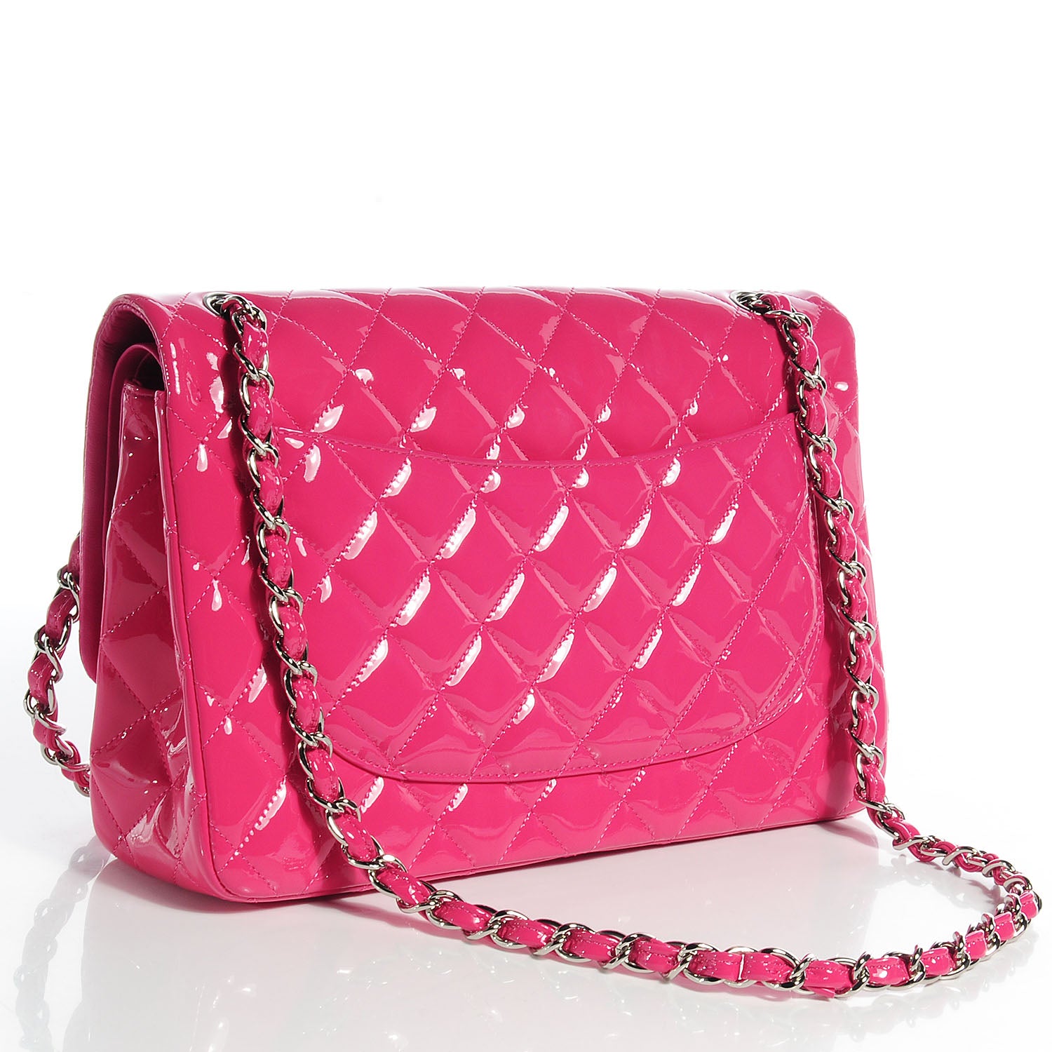 Chanel Patent Jumbo Double Flap Hot Pink 3 of 11