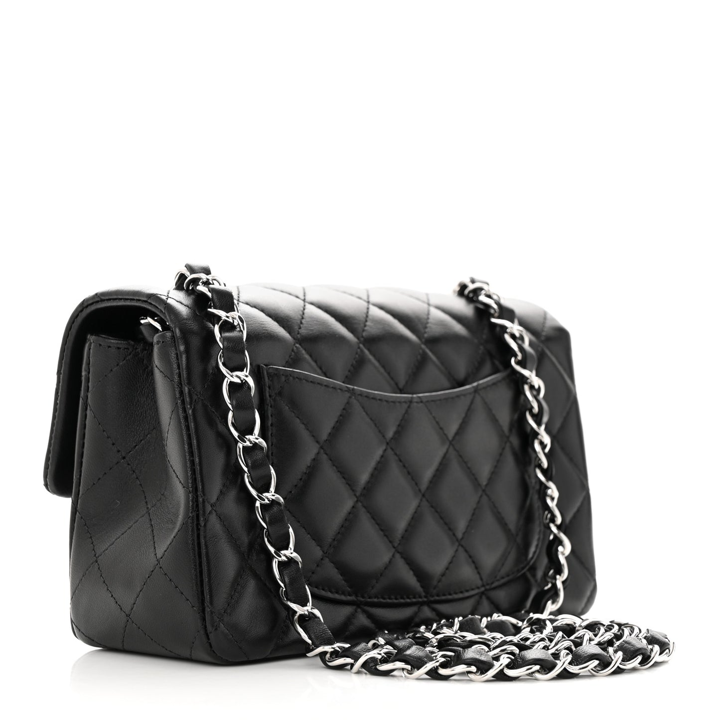 Lambskin Quilted Mini Rectangular Flap Black