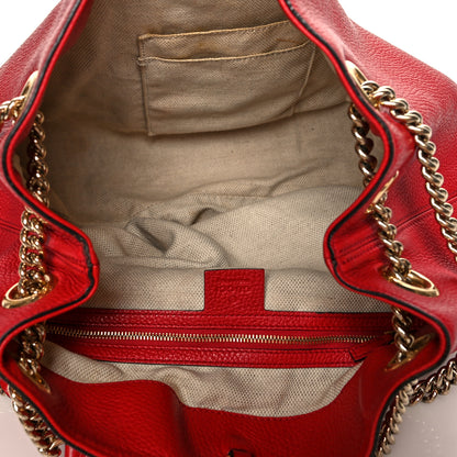 Gucci Pebbled Calfskin Medium Soho Chain Shoulder Bag Tabasco Red 5 of 13