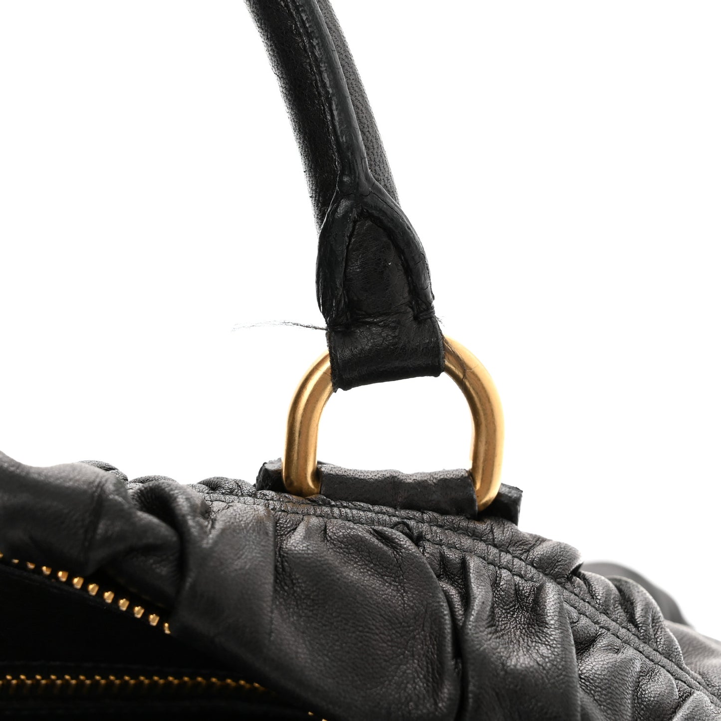 Nappa Gaufre Buckle Shoulder Bag Black