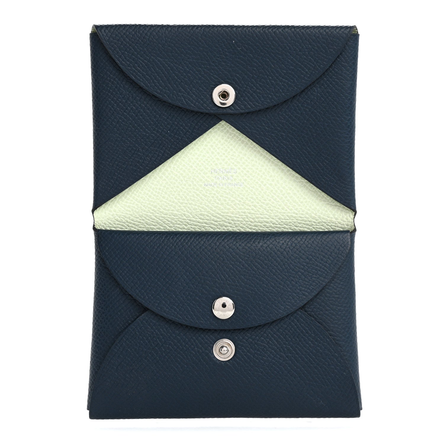 Hermes Epsom Verso Calvi Duo Card Case Bleu De Prusse Vert Fizz 5 of 8