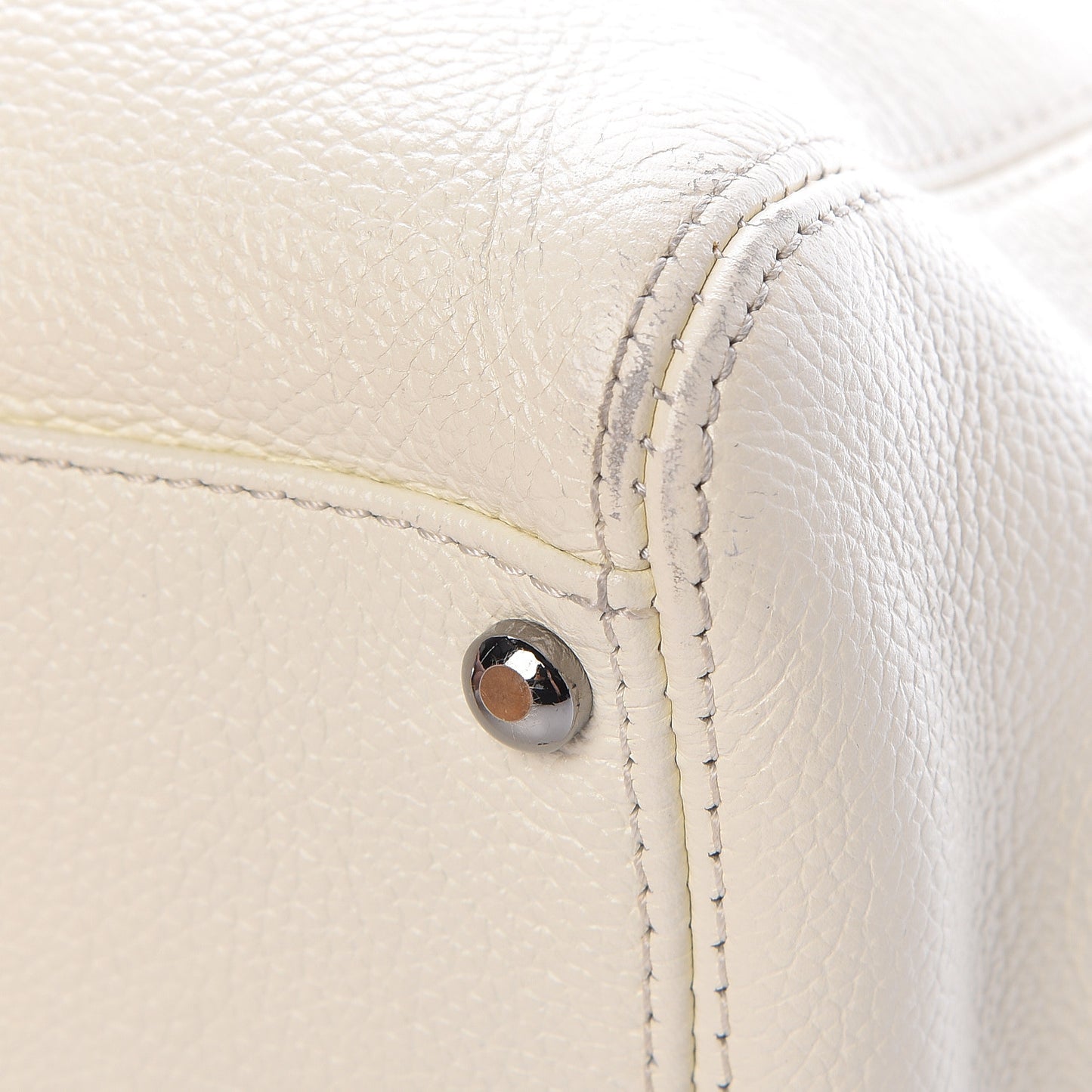 Calfskin Mademoiselle Lock Cerf Shopper Tote White
