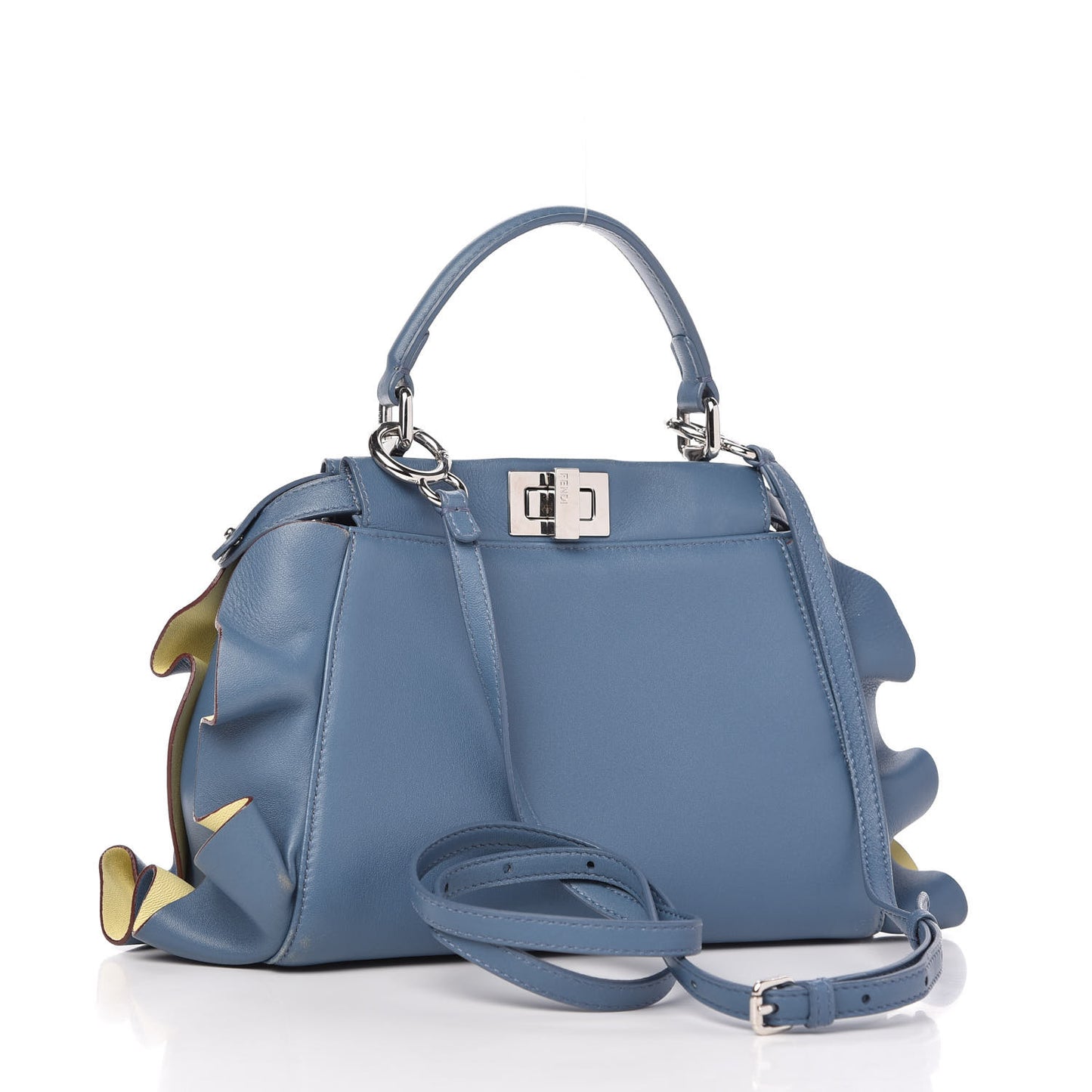 Nappa Bi-Color Mini Waves Peekaboo Iconic Satchel Ceruleo Banana