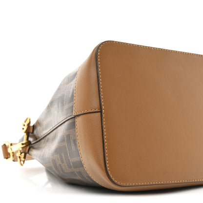 Fendi Glazed Fabric Vitello Grace F is Fendi FF 1974 Stamp Patch Grande Mon Tresor Bucket Bag Mogano Panna Nocciola 9 of 10