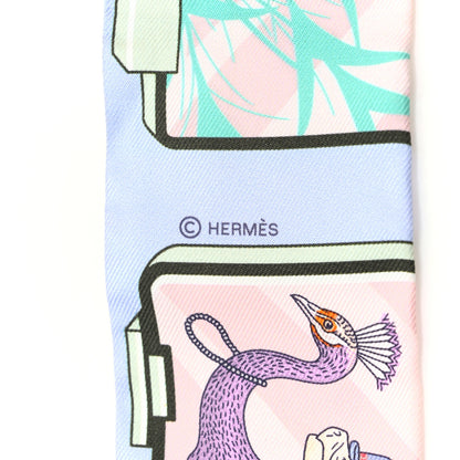 Hermes Silk Story Twilly Blue Pale Rose Vert 4 of 4