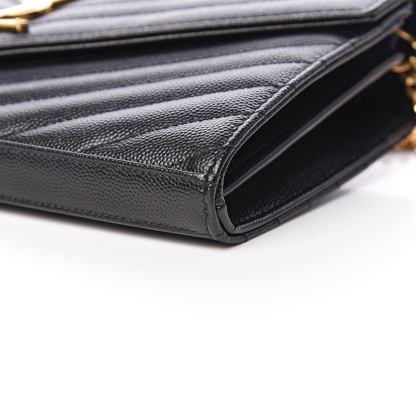 Grain De Poudre Matelasse Chevron Monogram Chain Wallet Black