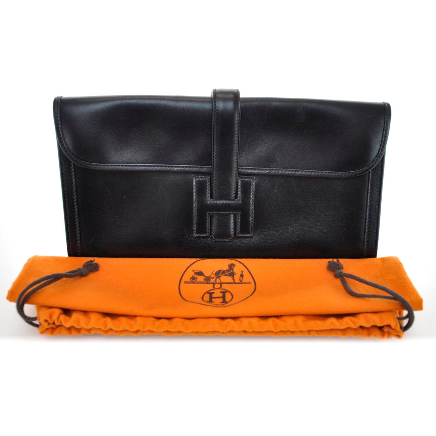 Box Leather Jige Clutch Black