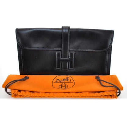 Hermes Box Leather Jige Clutch Black 9 of 9