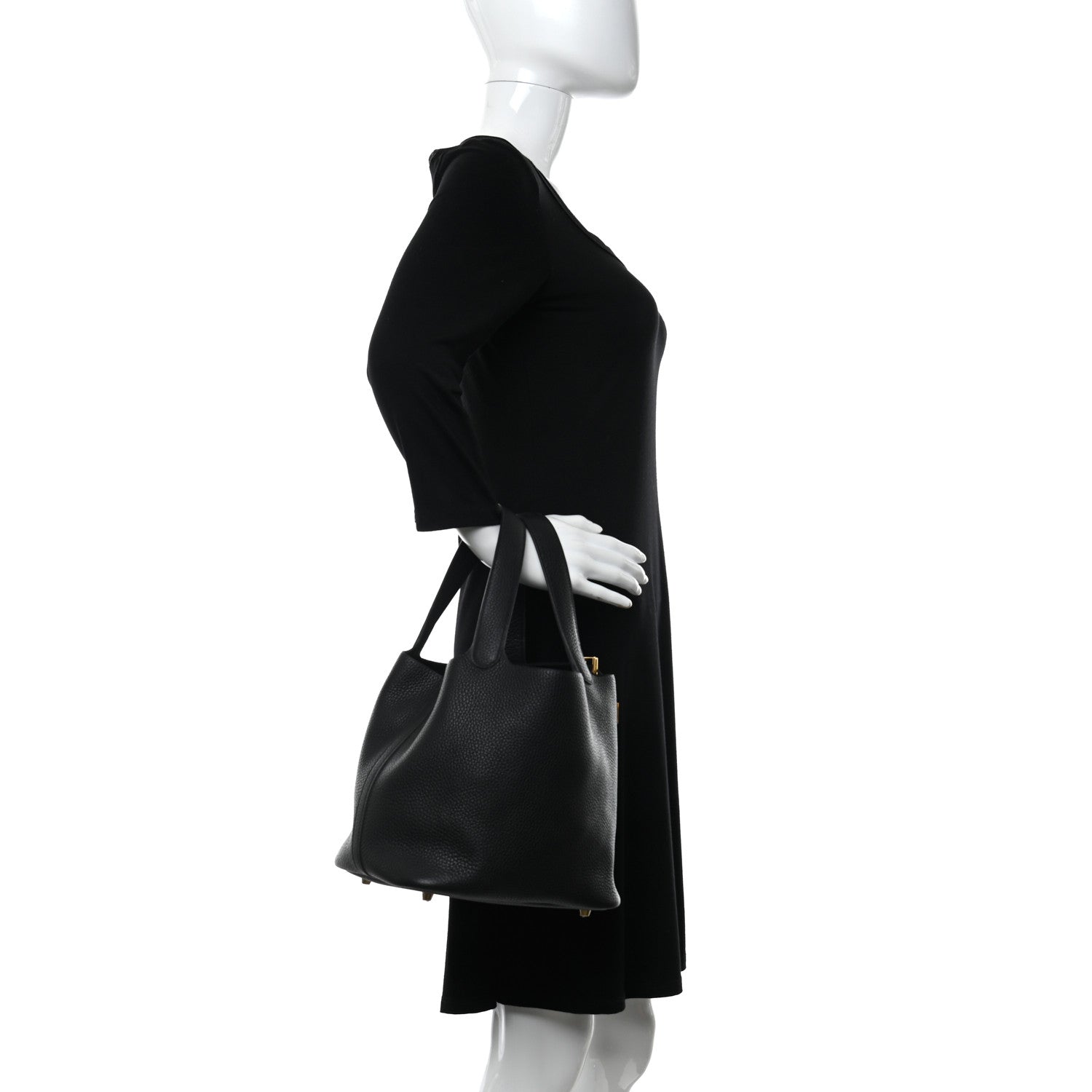 Hermes Taurillon Clemence Picotin Lock 22 MM Black 2 of 11