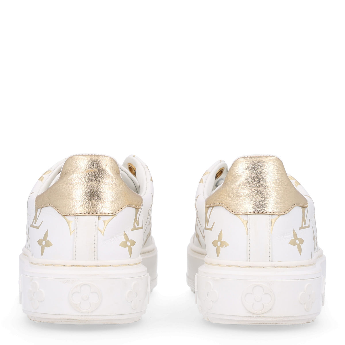Louis Vuitton Calfskin Monogram Debossed Time Out Sneakers 37 Gold 6 of 10
