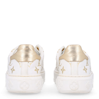Louis Vuitton Calfskin Monogram Debossed Time Out Sneakers 37 Gold 6 of 10
