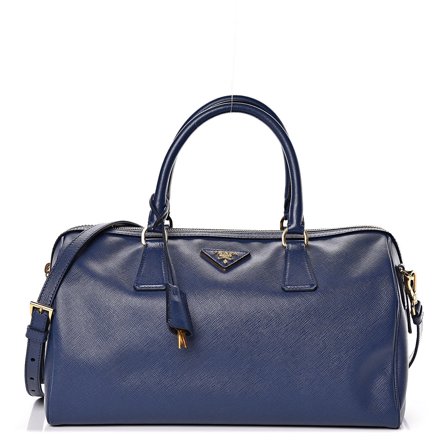 Prada Saffiano Lux Bauletto Bleuette 1 of 10