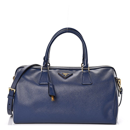 Prada Saffiano Lux Bauletto Bleuette 1 of 10