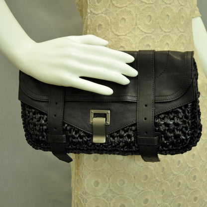 Proenza Schouler Raffia Leather PS1 Clutch Black 2 of 11
