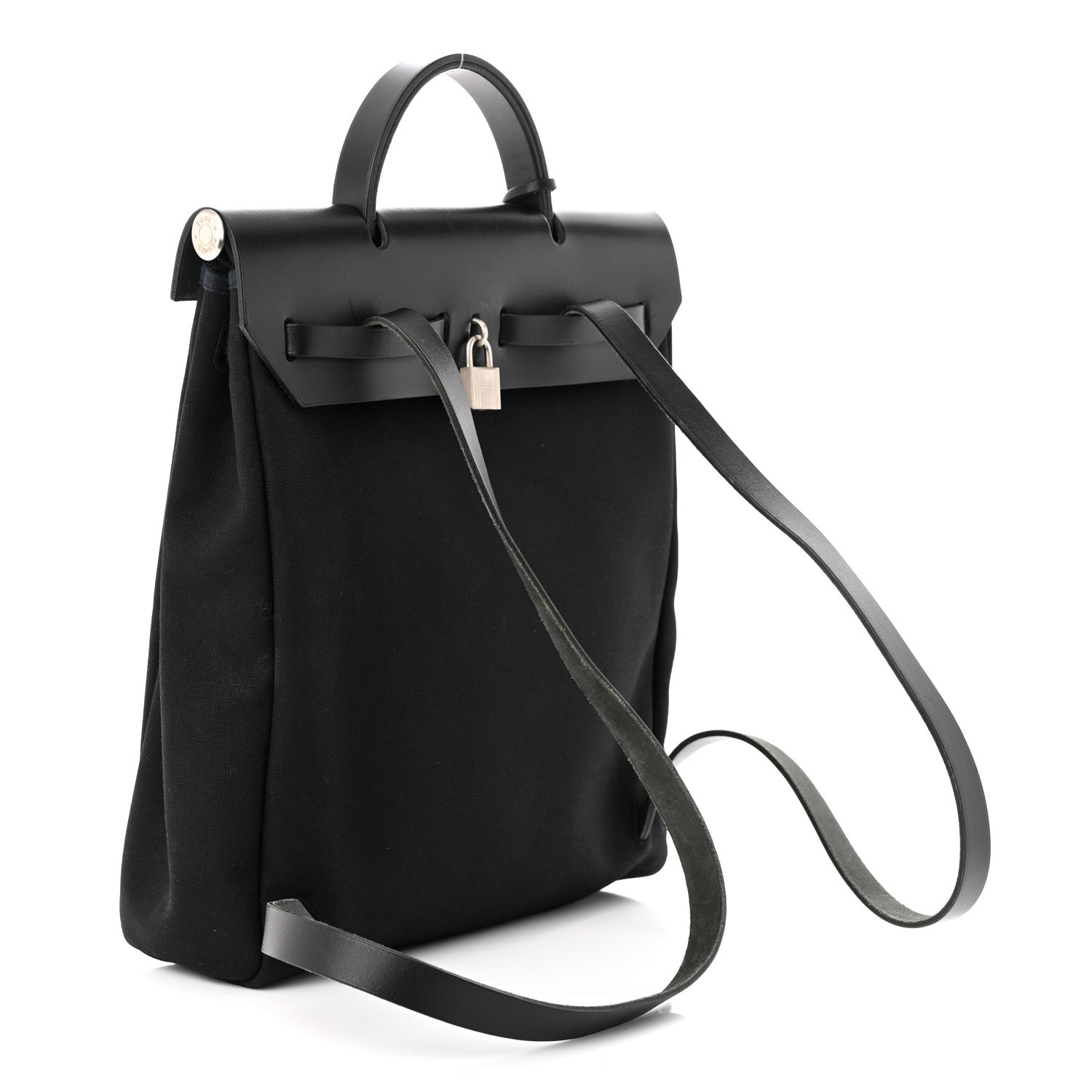 Hermes Toile Vache Calfskin Herbag 30 PM Backpack Black 3 of 10