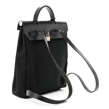 Hermes Toile Vache Calfskin Herbag 30 PM Backpack Black 3 of 10