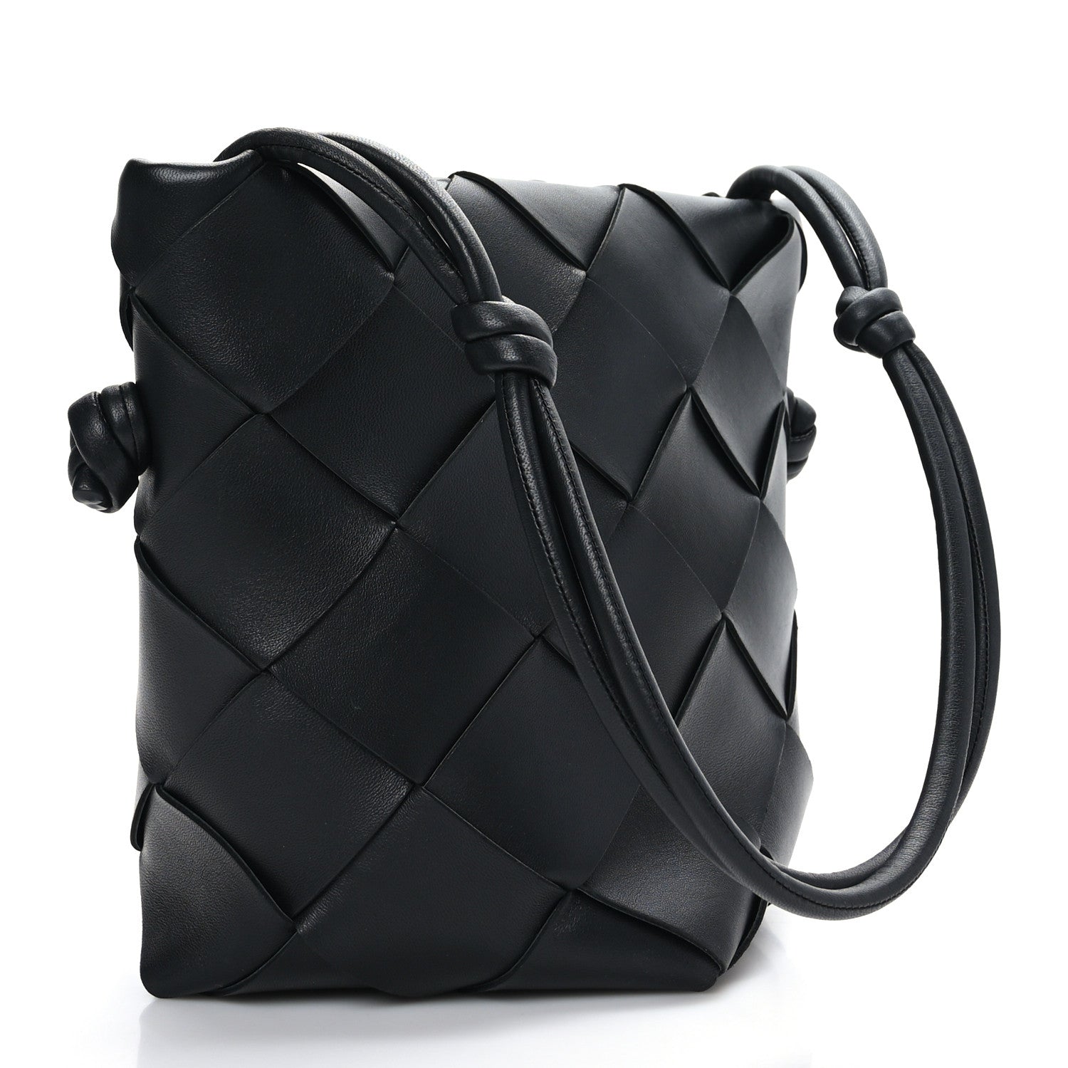 Bottega Veneta Nappa Maxi Intrecciato Clasp Bucket Bag Black 2 of 7
