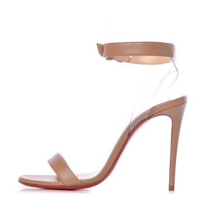 Christian Louboutin Shiny Nappa PVC Jonatina 100 Sandals 36 Nude 1 of 8