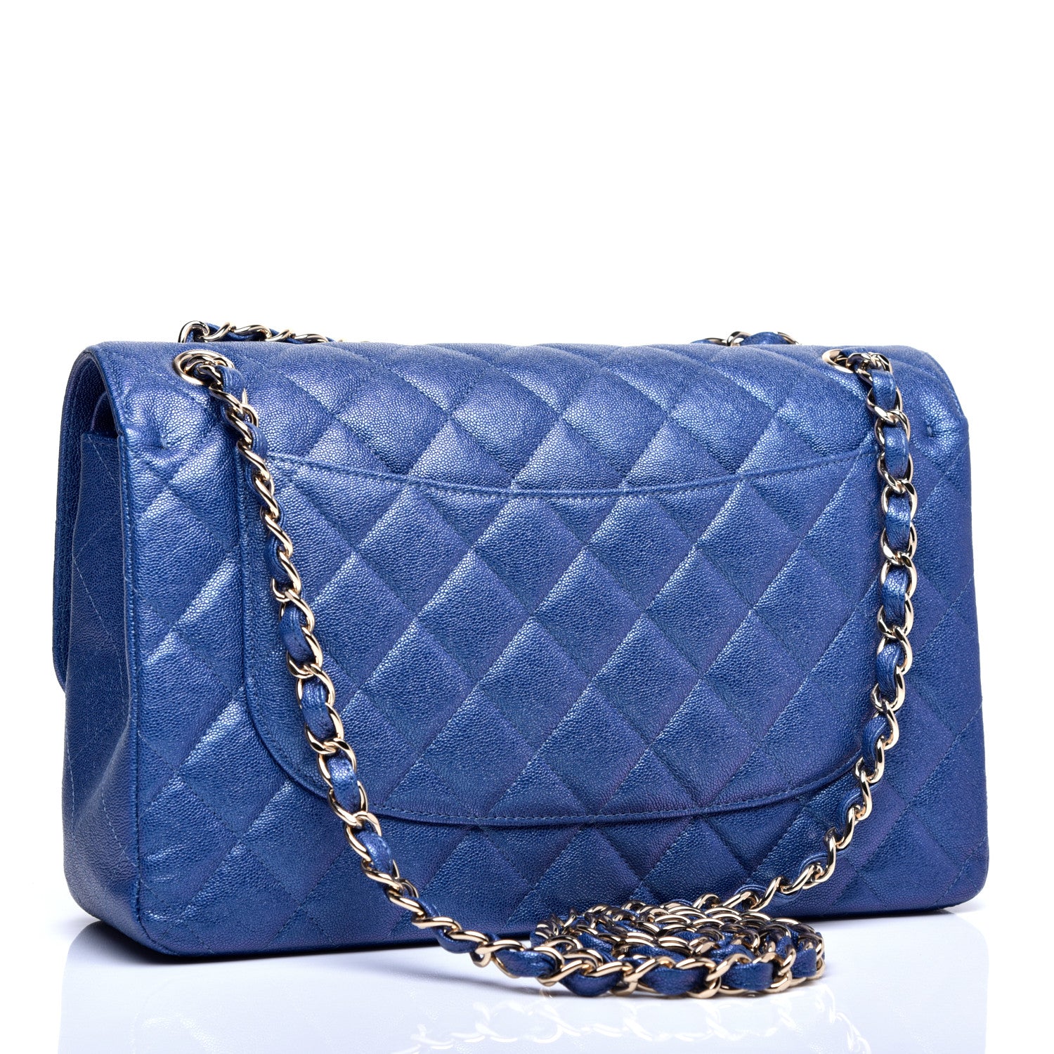 Chanel Iridescent Caviar Quilted Jumbo Double Flap Dark Blue 3 of 11