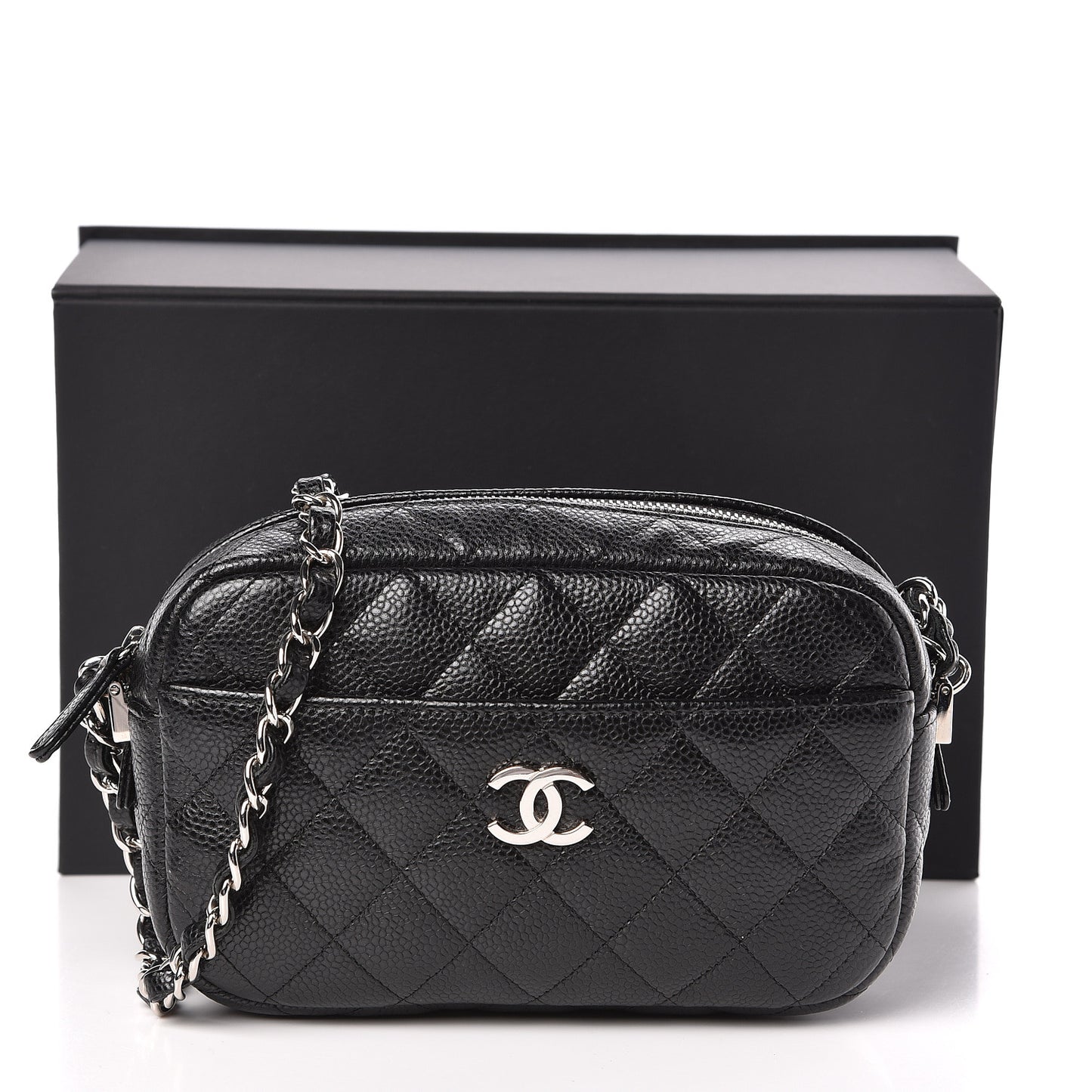 Caviar Quilted Camera Case Black