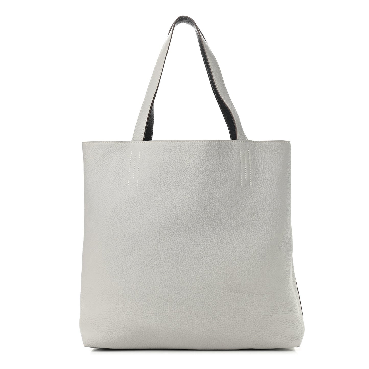 Taurillon Clemence Double Sens 36 Reversible Tote Gris Perle Bleu Orage