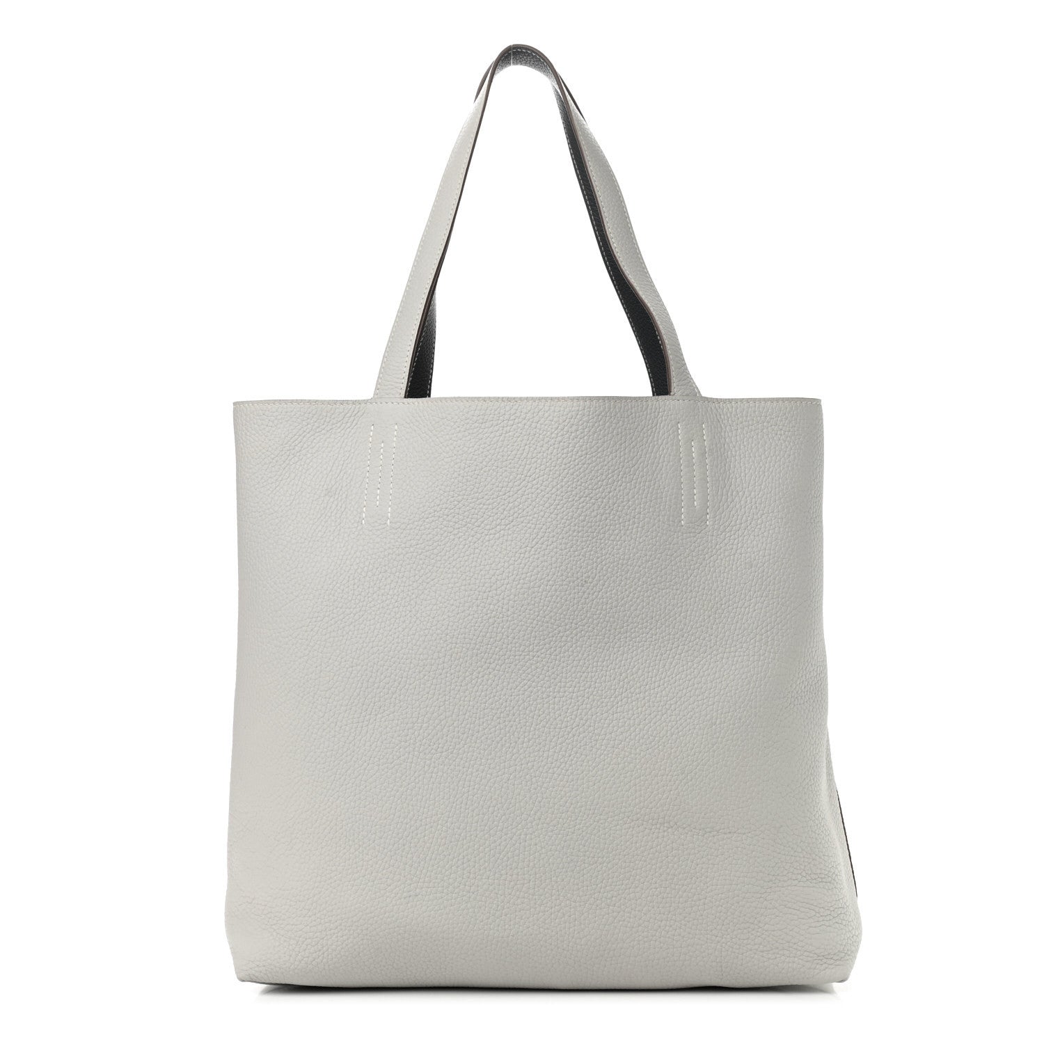 Hermes Taurillon Clemence Double Sens 36 Reversible Tote Gris Perle Bleu Orage 3 of 17