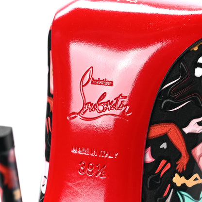 Christian Louboutin Patent Bored Lin Resille Hot Chick 100 Pumps 39.5 Black Multicolor 6 of 7