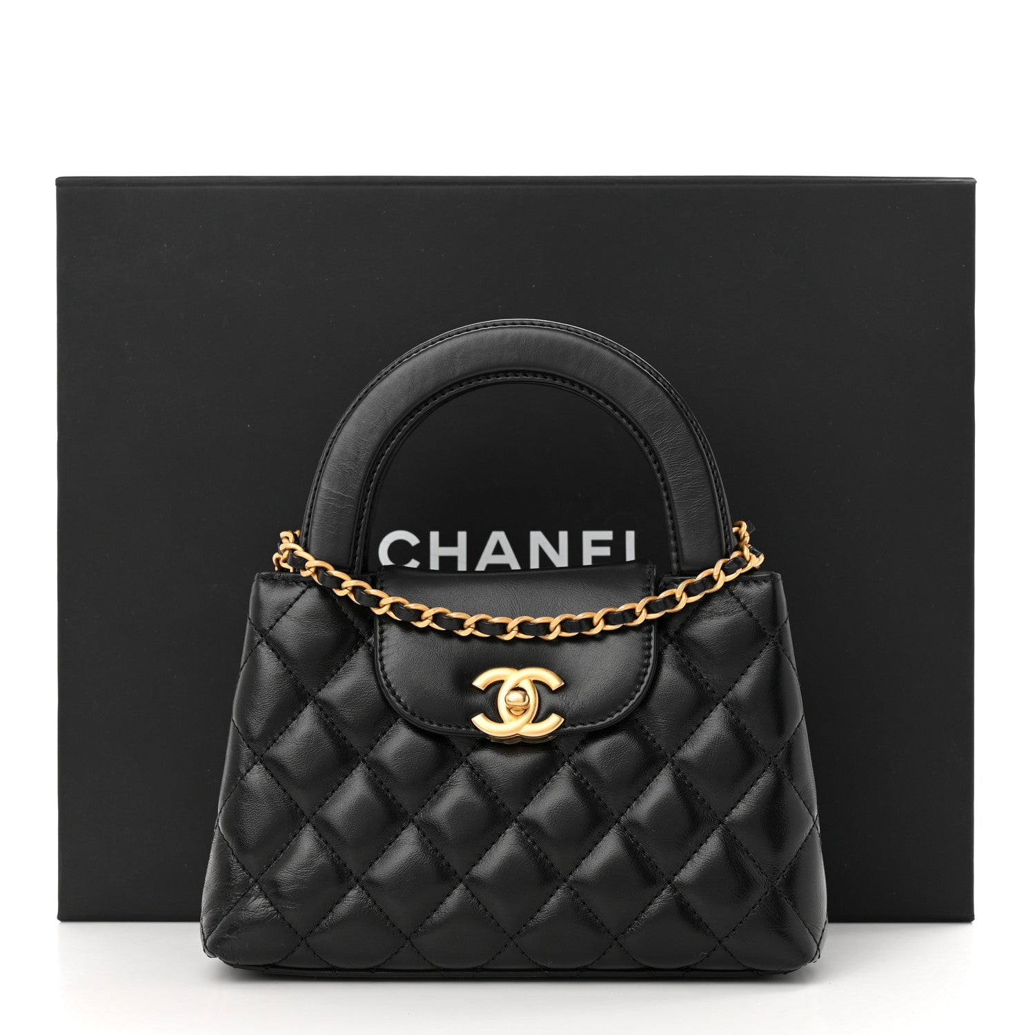 Chanel Shiny Aged Calfskin Quilted Nano Kelly Shopper Black 12 of 12