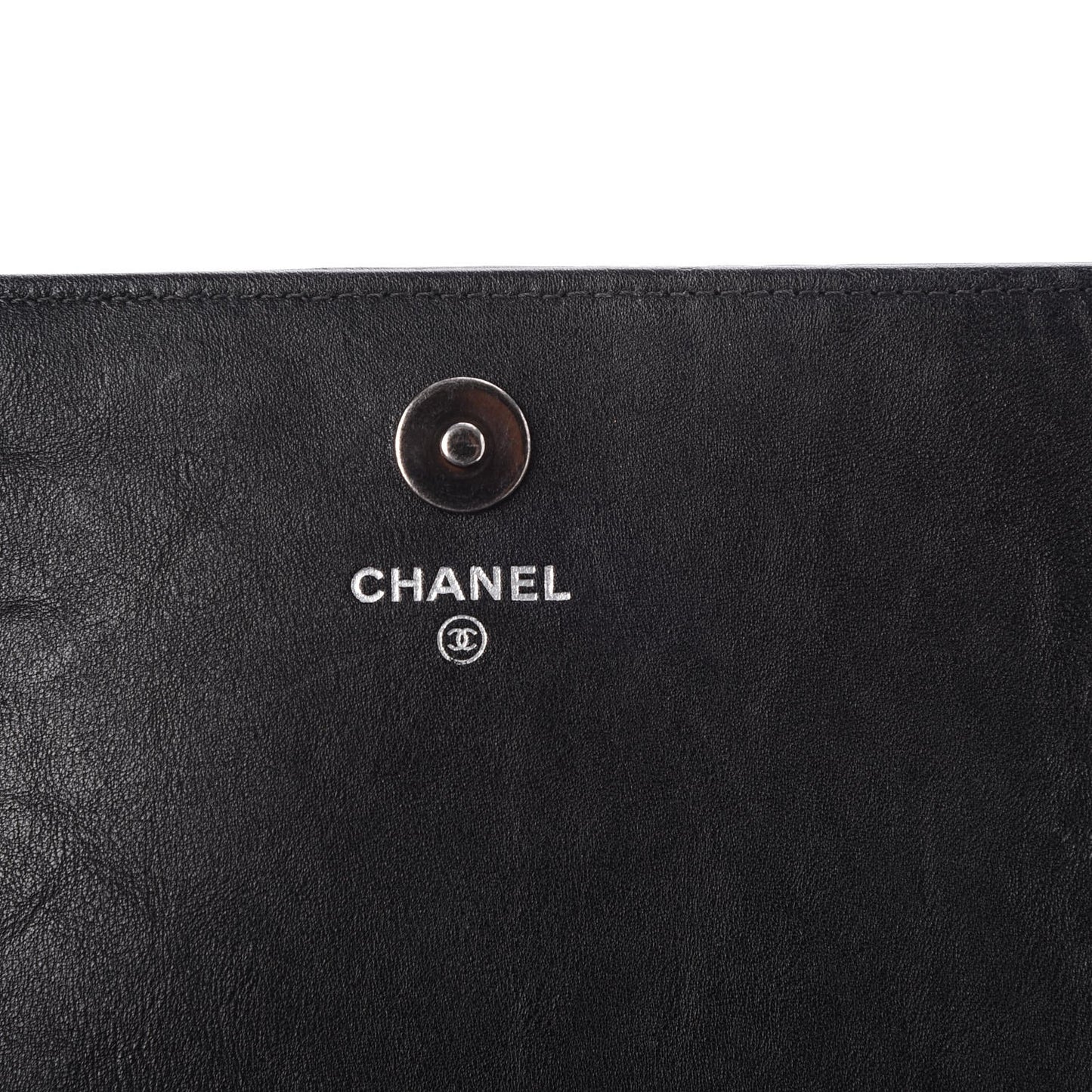 Calfskin Quilted Chain Around Boy Wallet On Removable Chain WOC Black