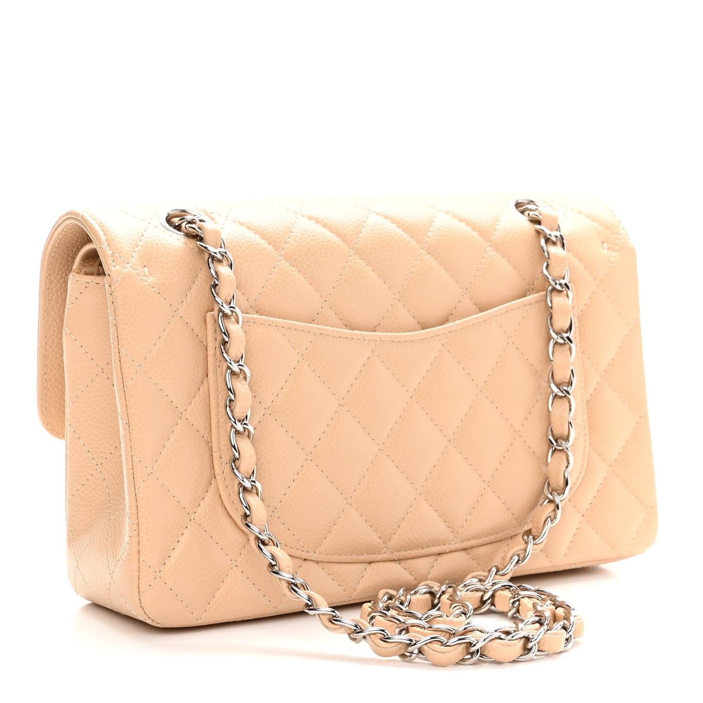 Caviar Quilted Small Double Flap Beige