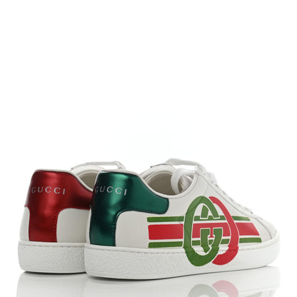 Gucci Calfskin Interlocking G Womens New Ace Sneakers 36.5 White Red Flame Green 4 of 8