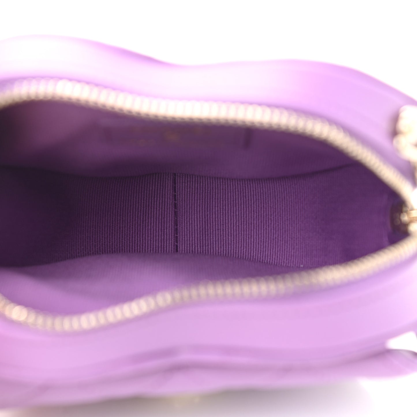 Lambskin Quilted CC In Love Heart Clutch With Chain Purple