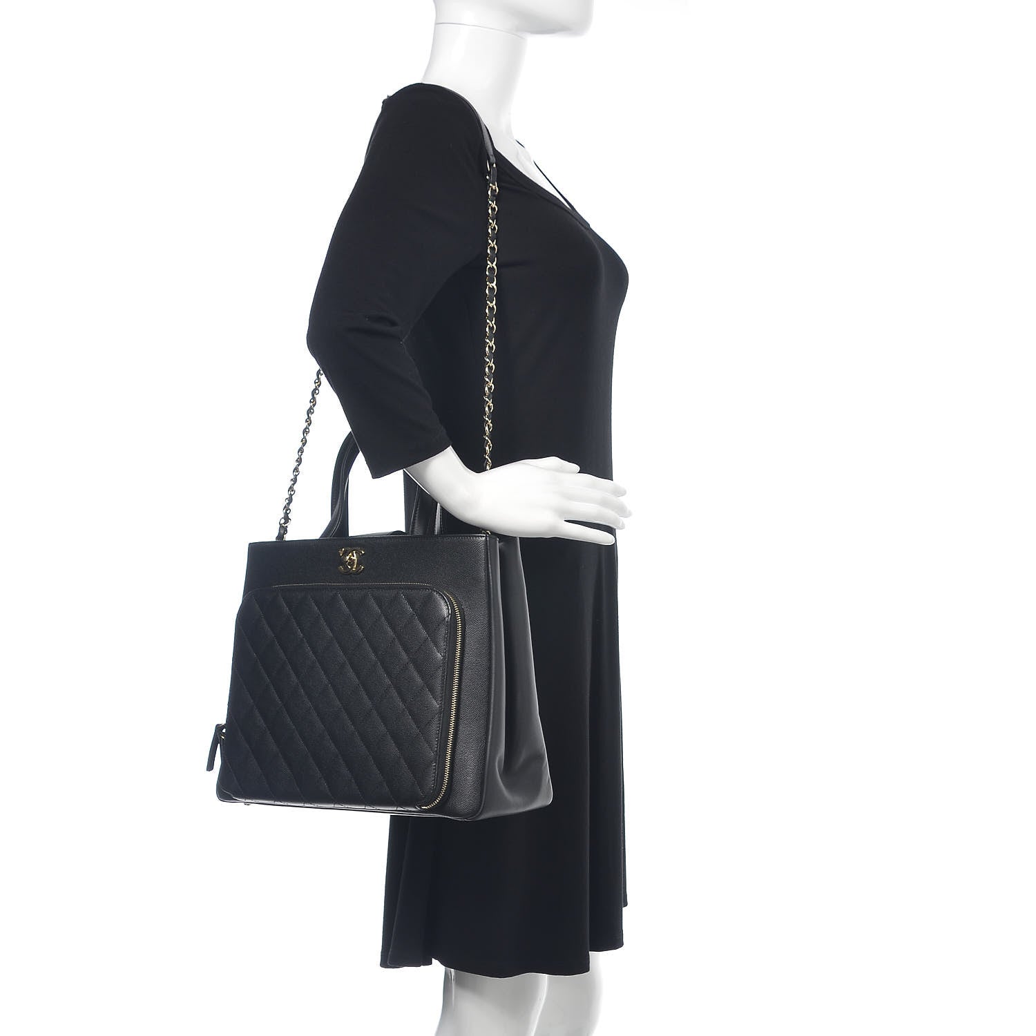 Chanel Caviar Quilted Large Business Affinity Shopping Bag Black 2 of 12