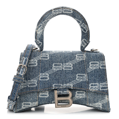Balenciaga Denim BB Monogram Small Hourglass Top Handle Bag Blue 1 of 13