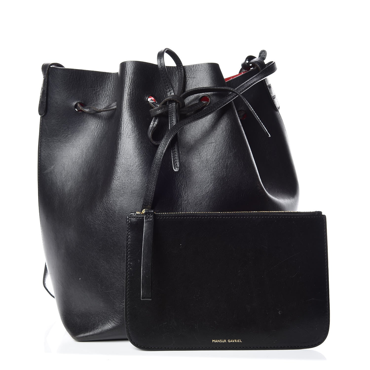 Mansur Gavriel Vegetable Tanned Calfskin Bucket Bag Black Flamma 1 of 16