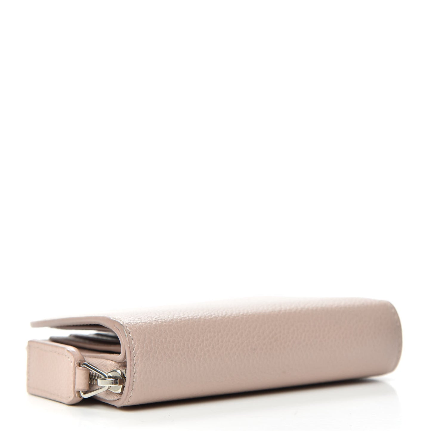 Grained Calfskin Rive Gauche Compact Zip Around Wallet Pink