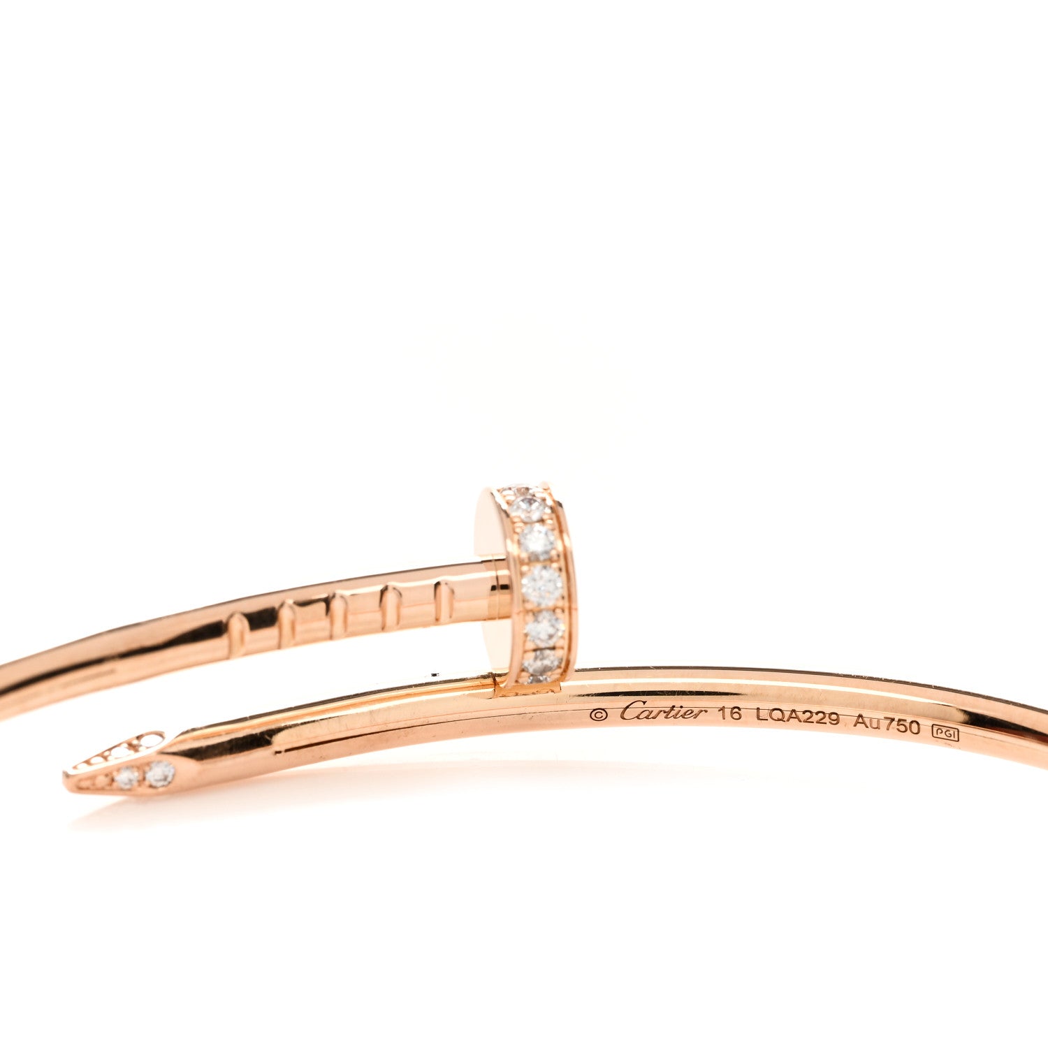 Cartier 18K Pink Gold Diamond Small Juste Un Clou Bracelet 16 3 of 4
