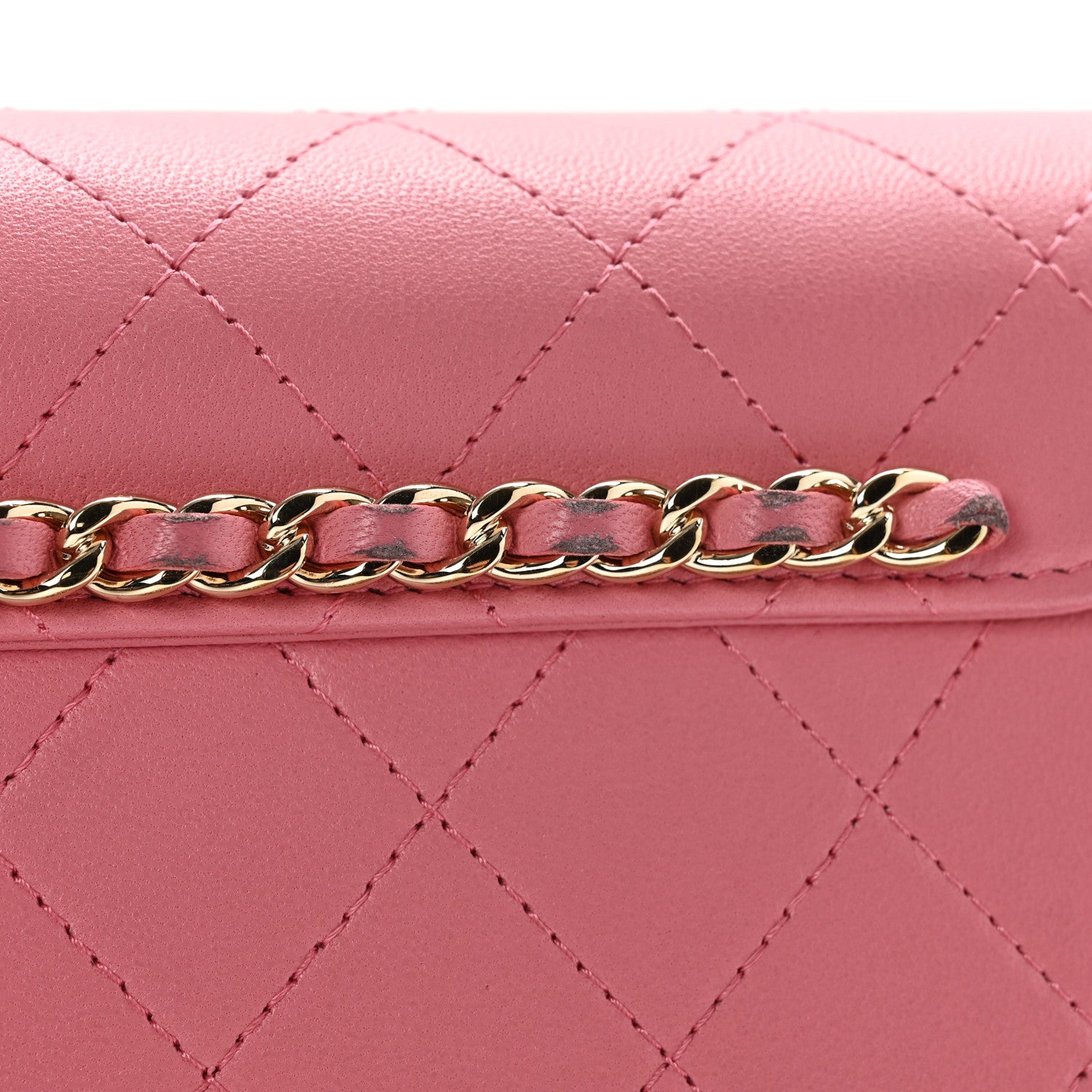 Chanel Calfskin Diamond Stitched Chain Around Flap Phone Holder Dark Pink 8 of 11