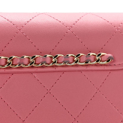 Chanel Calfskin Diamond Stitched Chain Around Flap Phone Holder Dark Pink 8 of 11