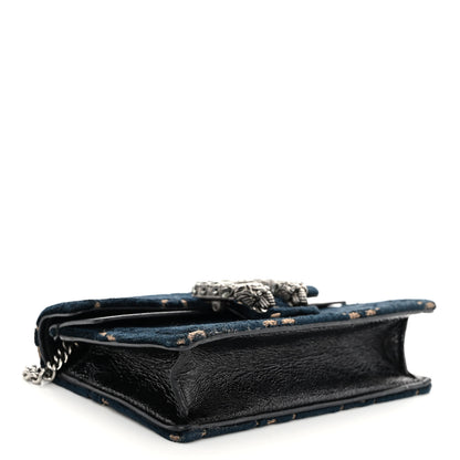 Gucci Velvet GG Monogram Super Mini Dionysus Shoulder Bag Blue Beige Black 4 of 10