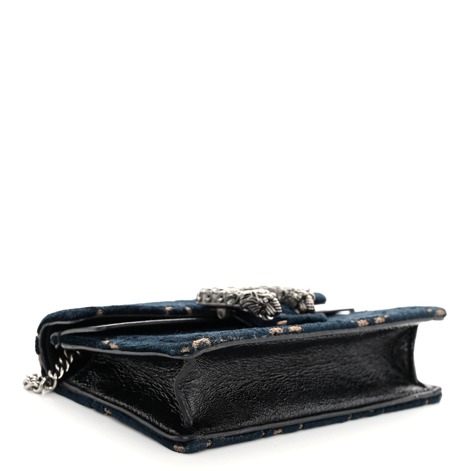 Gucci Velvet GG Monogram Super Mini Dionysus Shoulder Bag Blue Beige Black 4 of 10